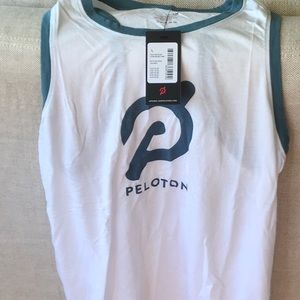 Peloton tank white with blue.